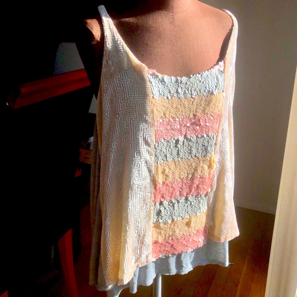 Gorgeous velvet, sequence & cotton tank top, large